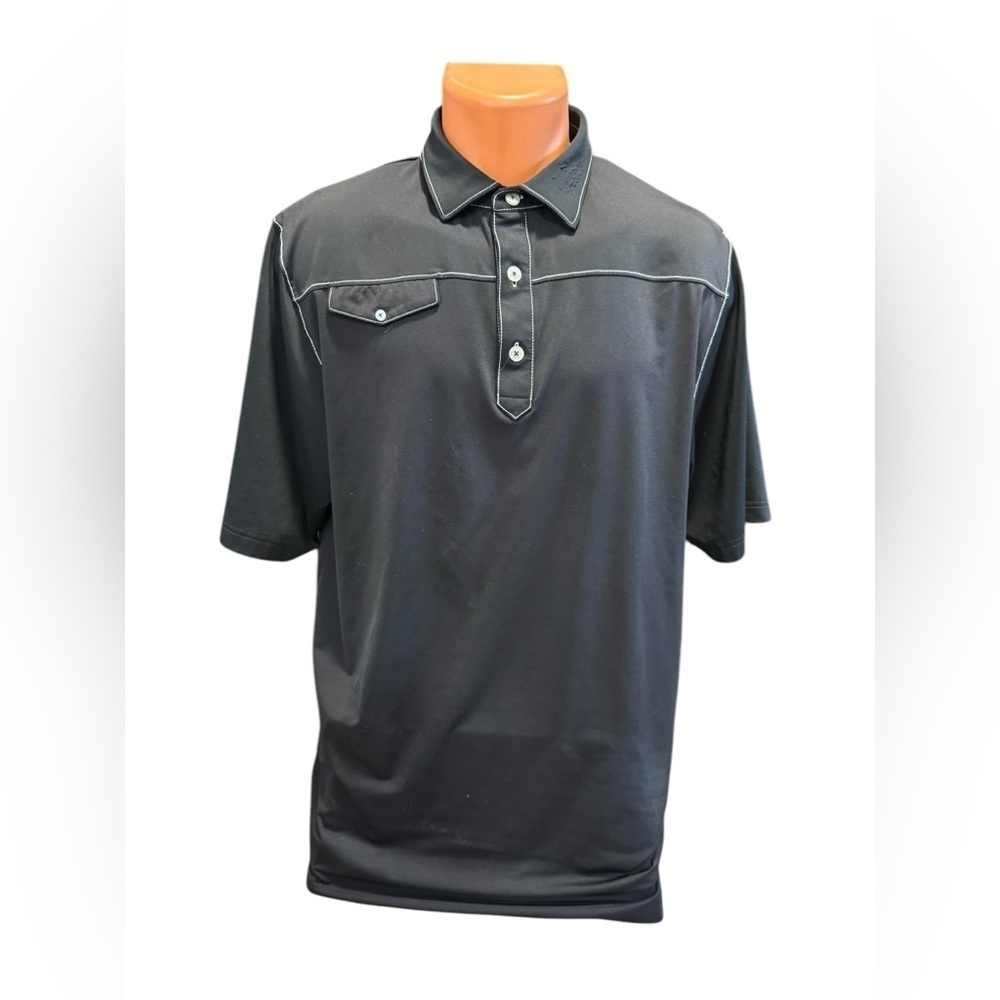 FootJoy FJ Golf Polo Shirt Men's Large Black Performance Top Stretch Golfing